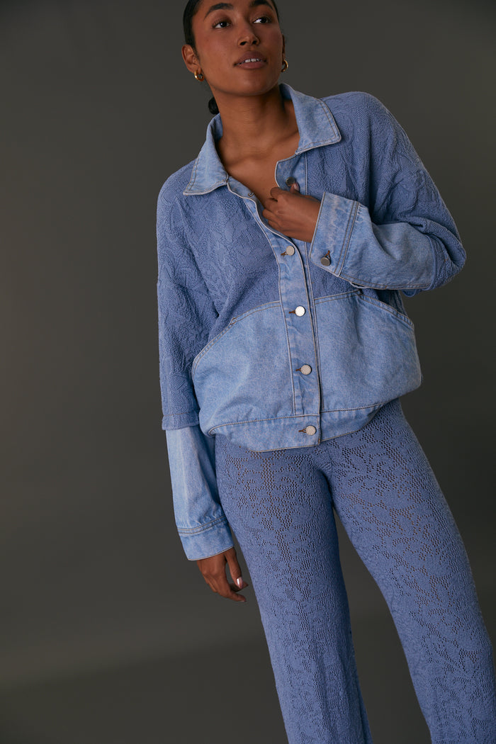 MOLLY JACKET LACE FADED DENIM