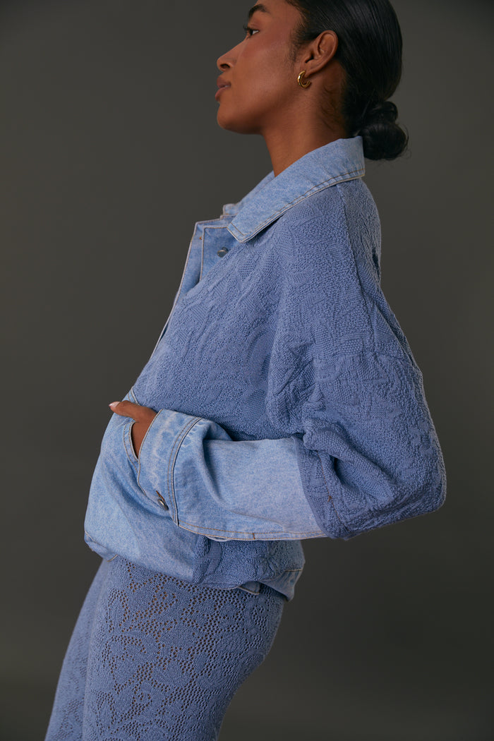 MOLLY JACKET LACE FADED DENIM