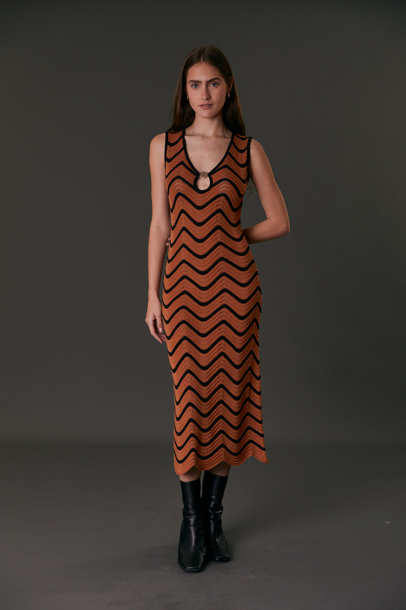 BARCELONA DRESS PECAN BROWN