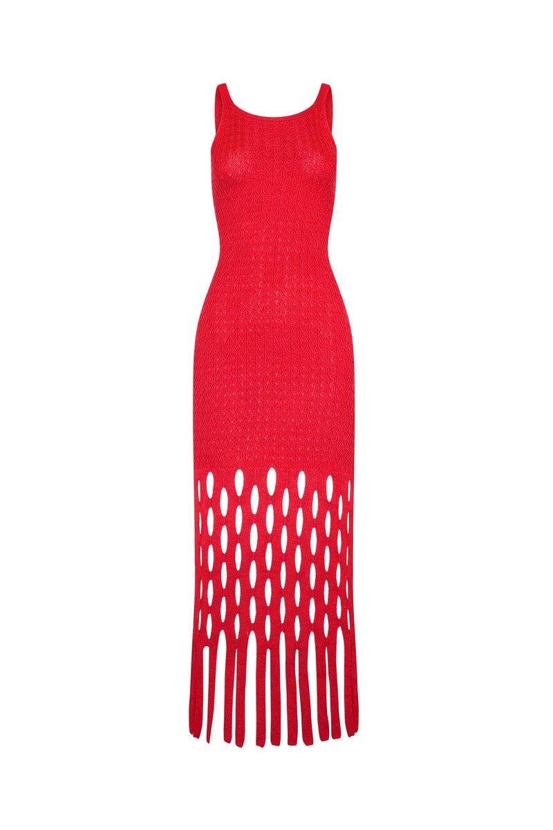 HALSTON DRESS FIERY RED